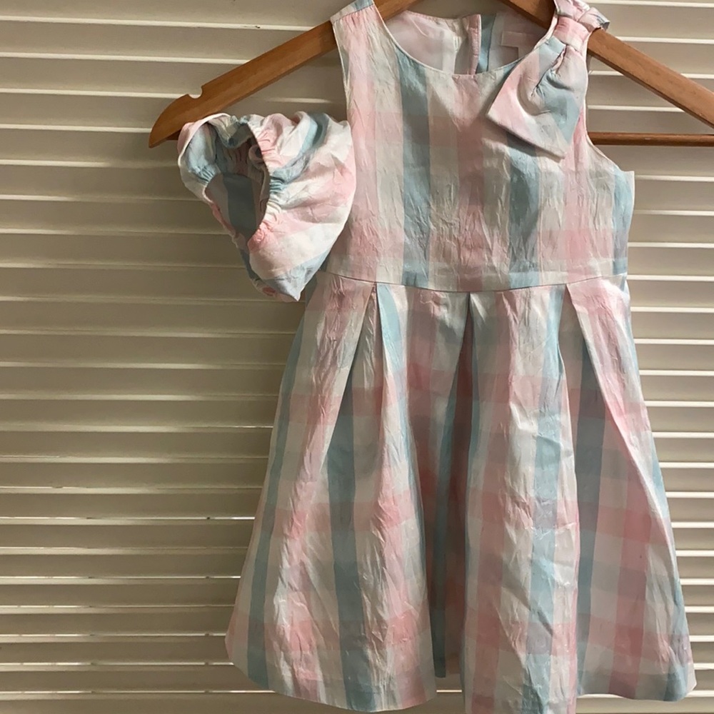 Janie and Jack Pink and Blue Gingham Dress with Bow
